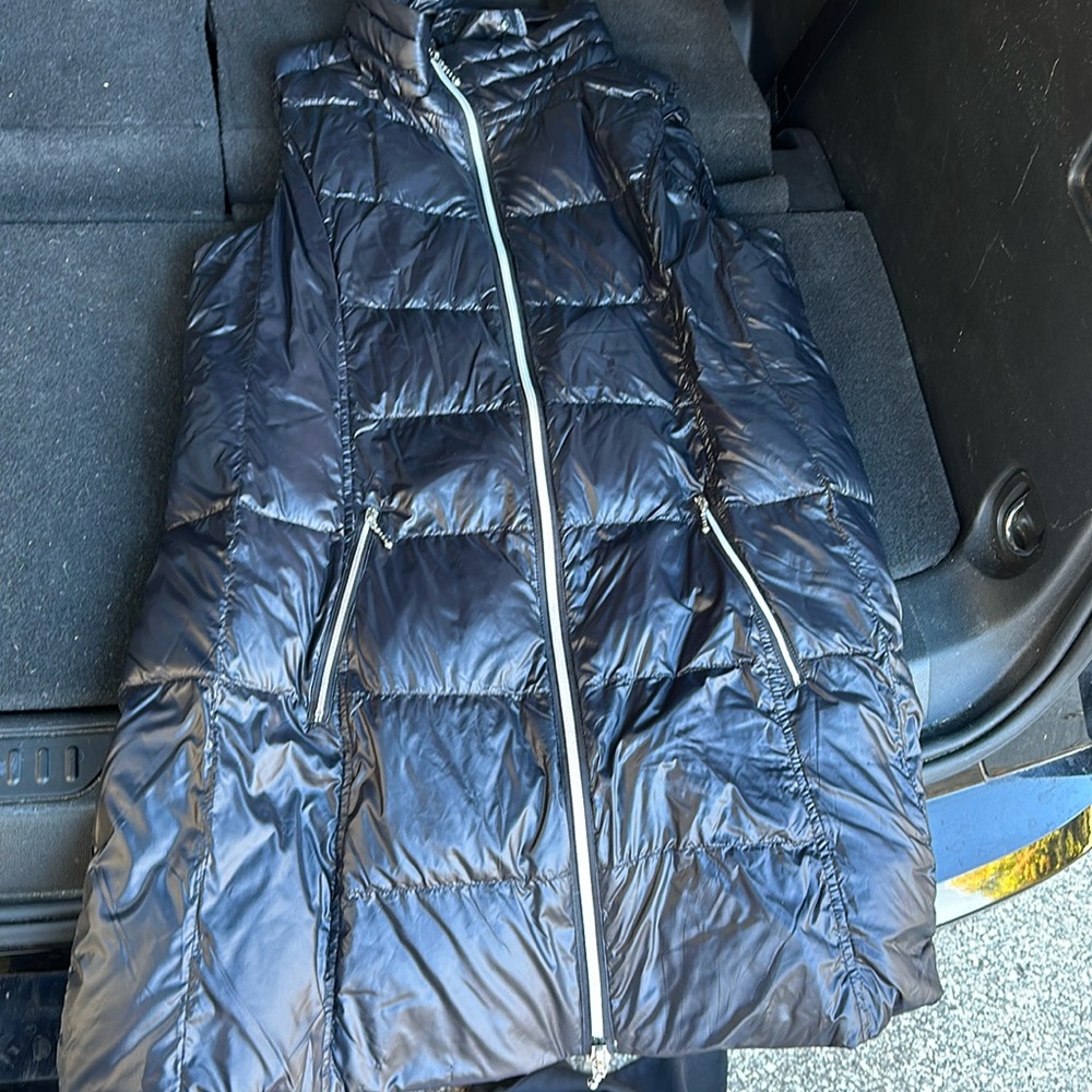 Black long vest, mid thigh length